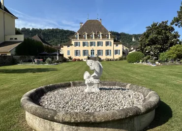 Vue sur l'arrière de la propriété depuis le parc