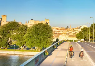 Cyclists leaving Arles