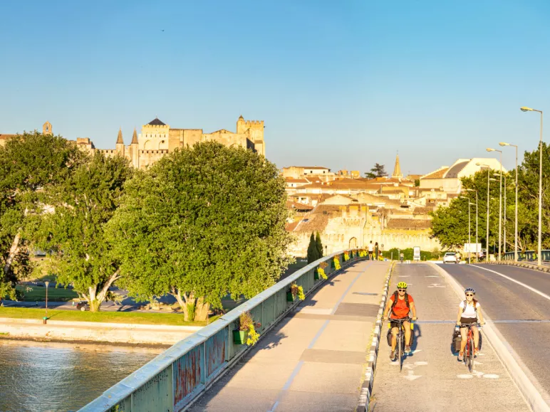 Cyclists leaving Arles